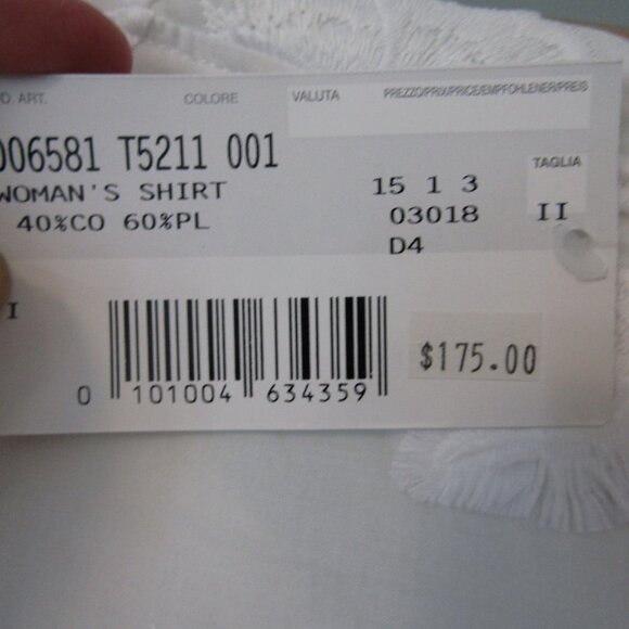 NARACAMICIE White Pullover Cotton/Poly Blend Lace Top-NWT's-Size II--Retail $175 - Picture 5 of 6